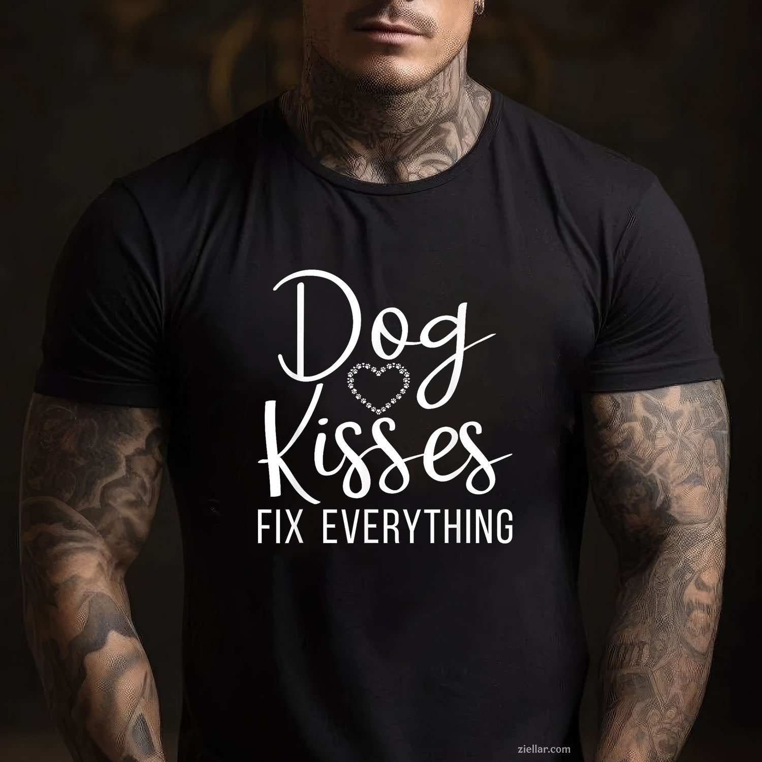 Dog Kisses Fix Everything Puppy Dog T-Shirt, Vintage Graphic Tee For Dog Lovers Men Women