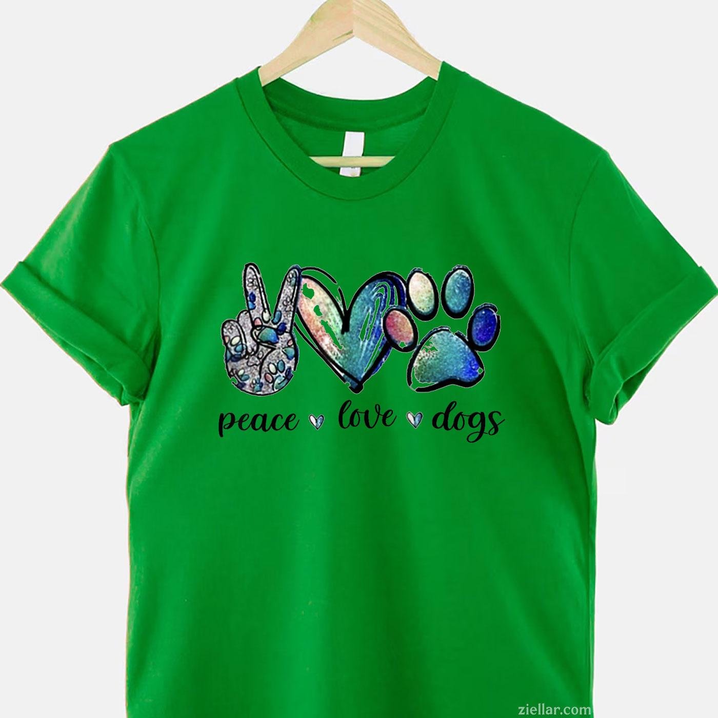 Dog Lover Peace Love Dogs Puppy Paw T-Shirt, Vintage Graphic Tee For Men Women Adults