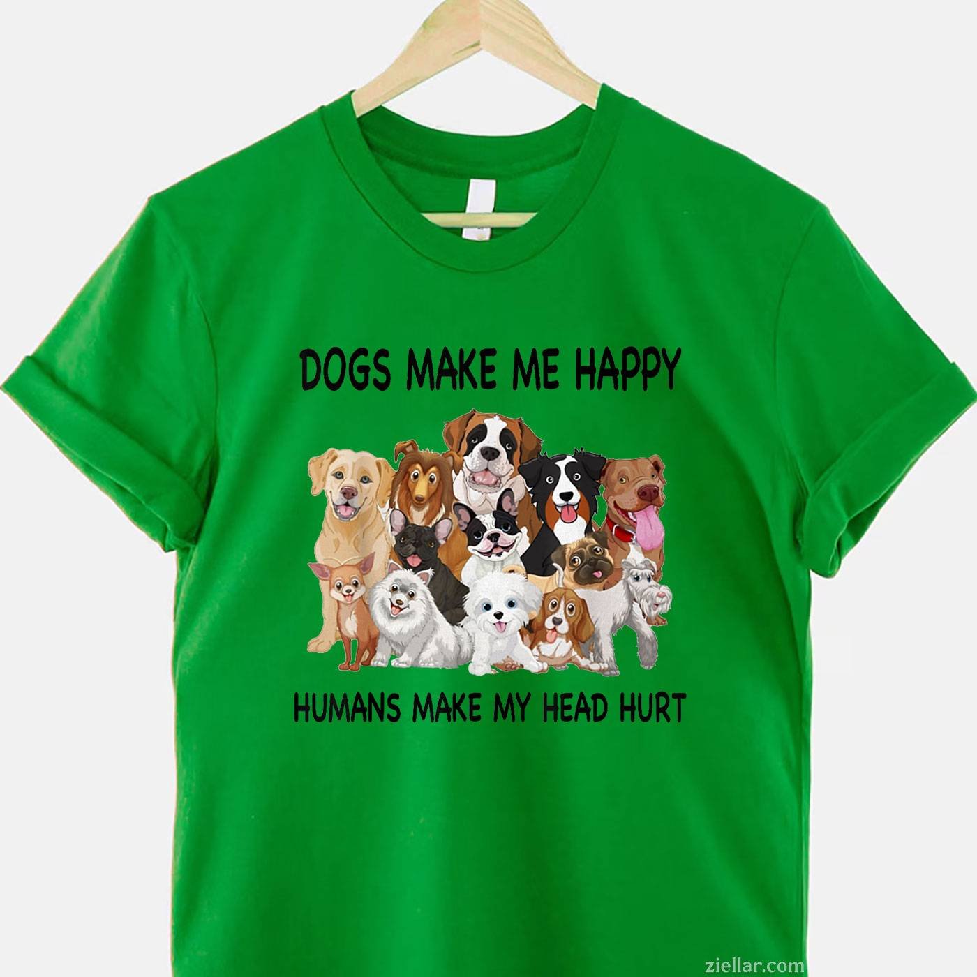 Dogs Make Me Happy Humans Make My Head Hurt T-Shirt, Dog Lover Funny Graphic Tee For Adults
