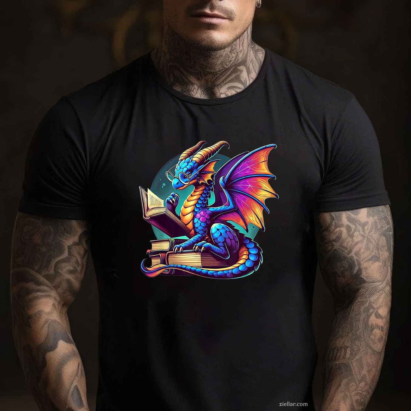 Dragon Reading a Book Bookworm Book Lover T-Shirt