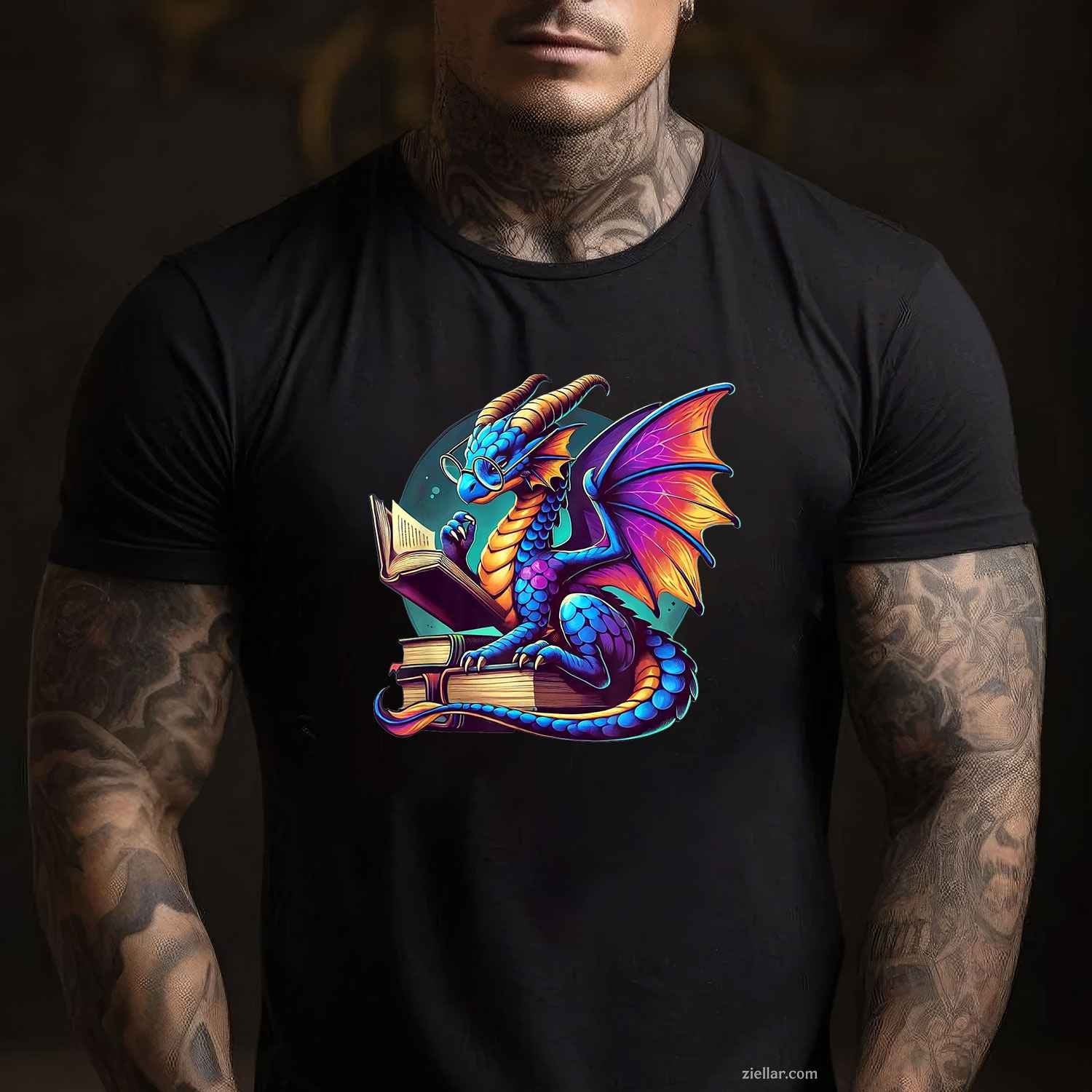 Dragon Reading a Book Bookworm Book Lover T-Shirt