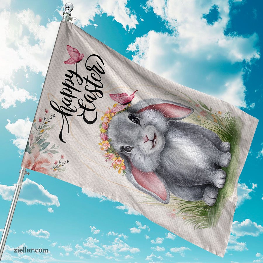Easter Bunny Garden Flag 12x18 Inch Small Burlap Outdoor Lawn Yard Decor