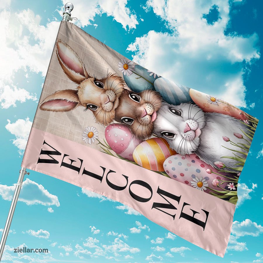 Easter Bunny Garden Flag 12.5x18 Inch, Double Sided Burlap Outdoor Yard Flag