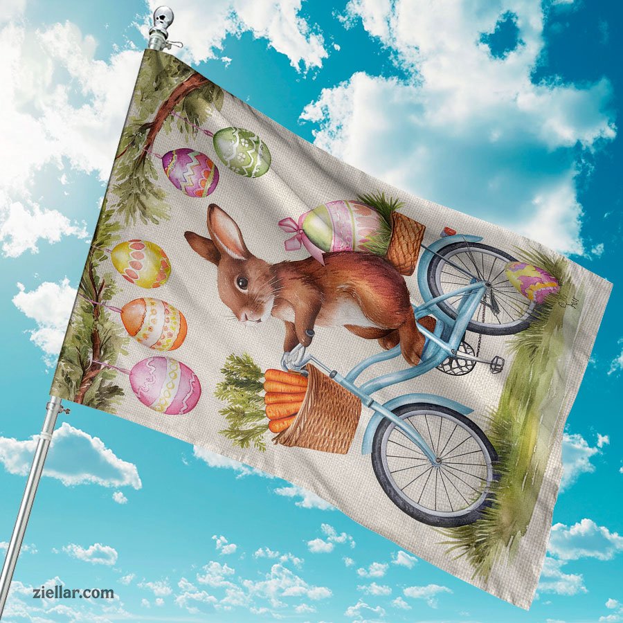 Easter Bunny Garden Flag 12x18 Inch Double Sided, Welcome Egg Tree Yard Decor
