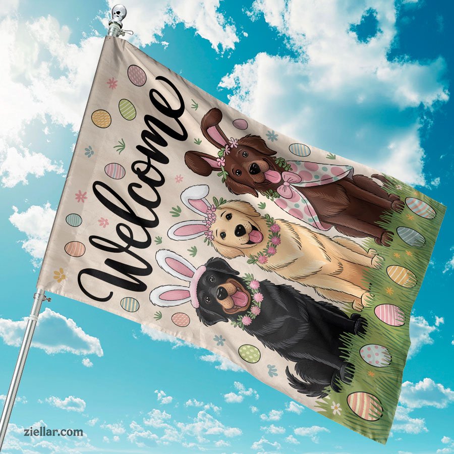 Easter Dog Garden Flag 12x18 Inch Double Sided, Small Burlap Yard Decor