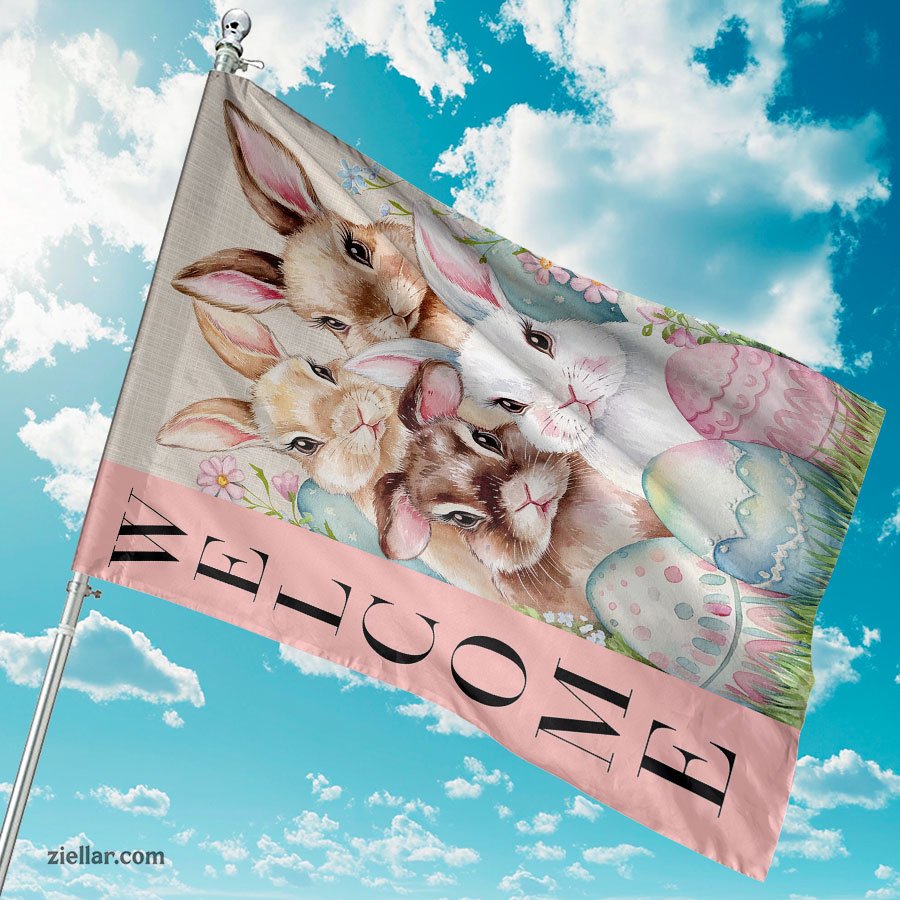 Easter Eggs Bunny Garden Flag 12.5x18 Inch, Double Sided Burlap Spring Decor