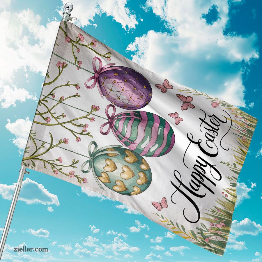 Easter Eggs Garden Flag 12x18 Inch Double Sided, Floral Outdoor Yard Decoration