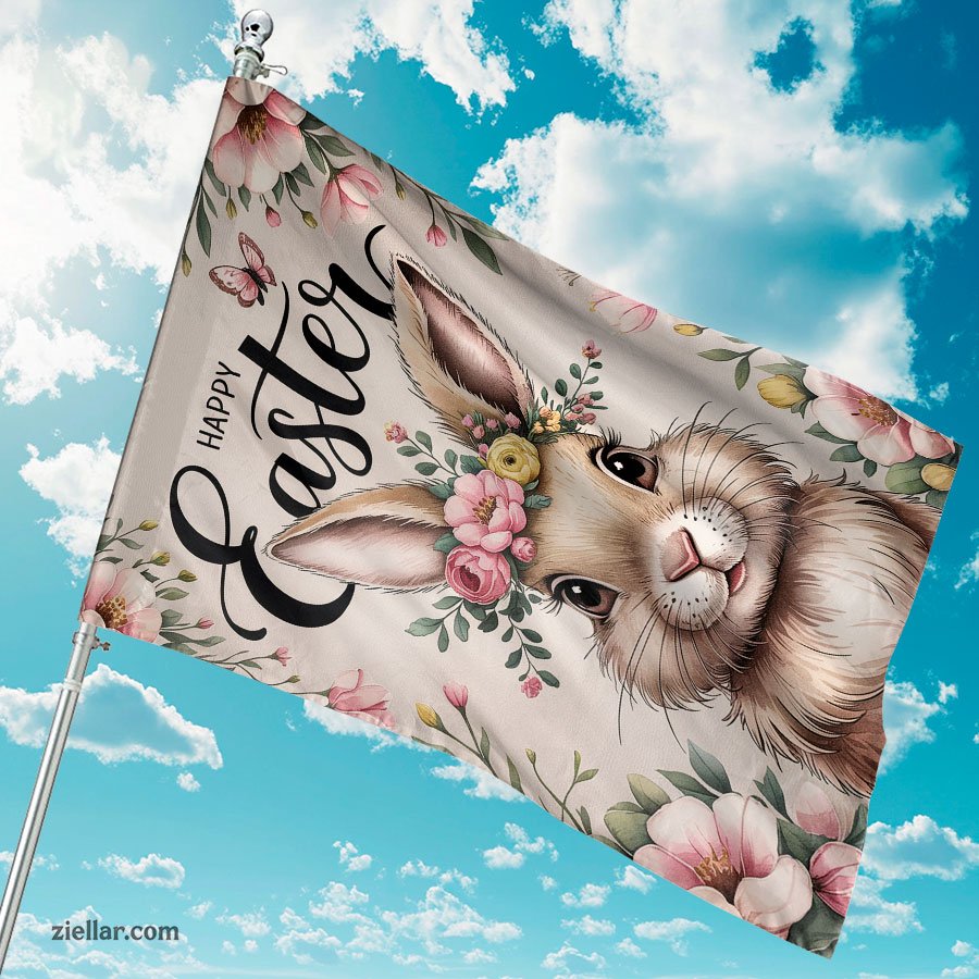 Easter Floral Rabbit Garden Flag 12x18 Inch, Double Sided Spring Outdoor Decor