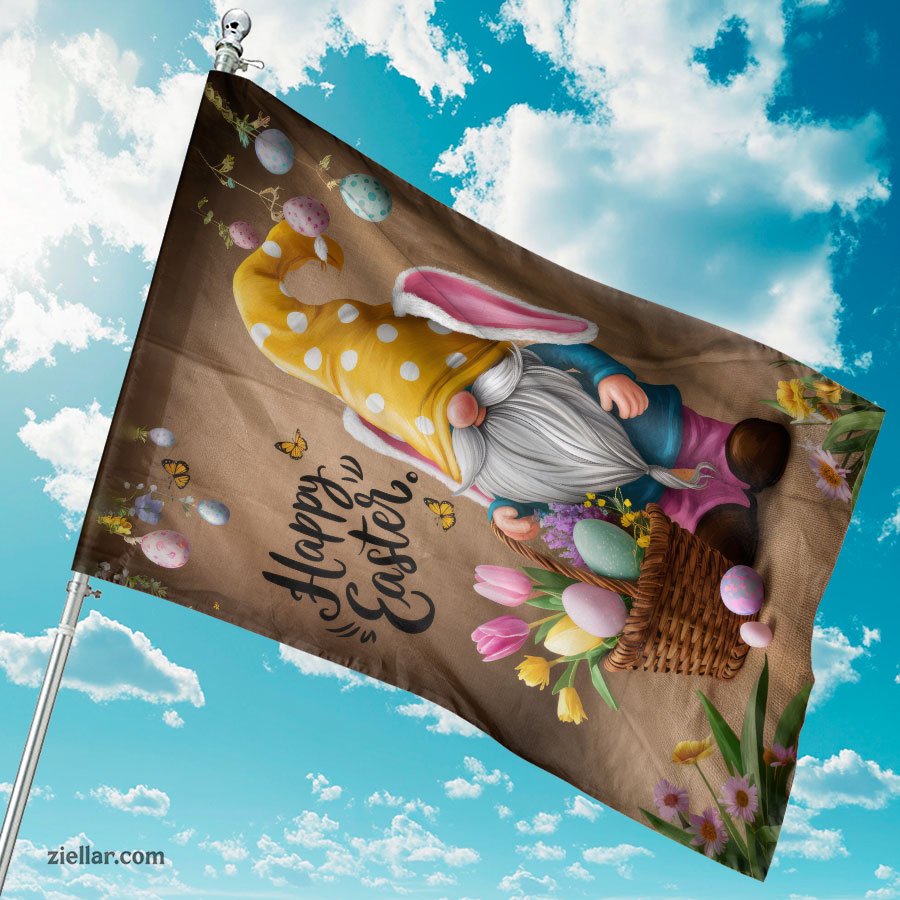 Easter Gnome with Yellow Hat and Bunny Ears Spring Holiday Decor for Home