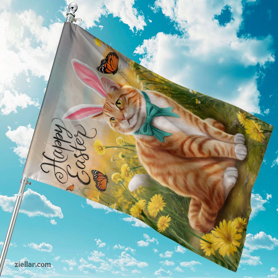 Easter Kitty with Bunny Ears Cute Spring Decoration for Holiday Celebration