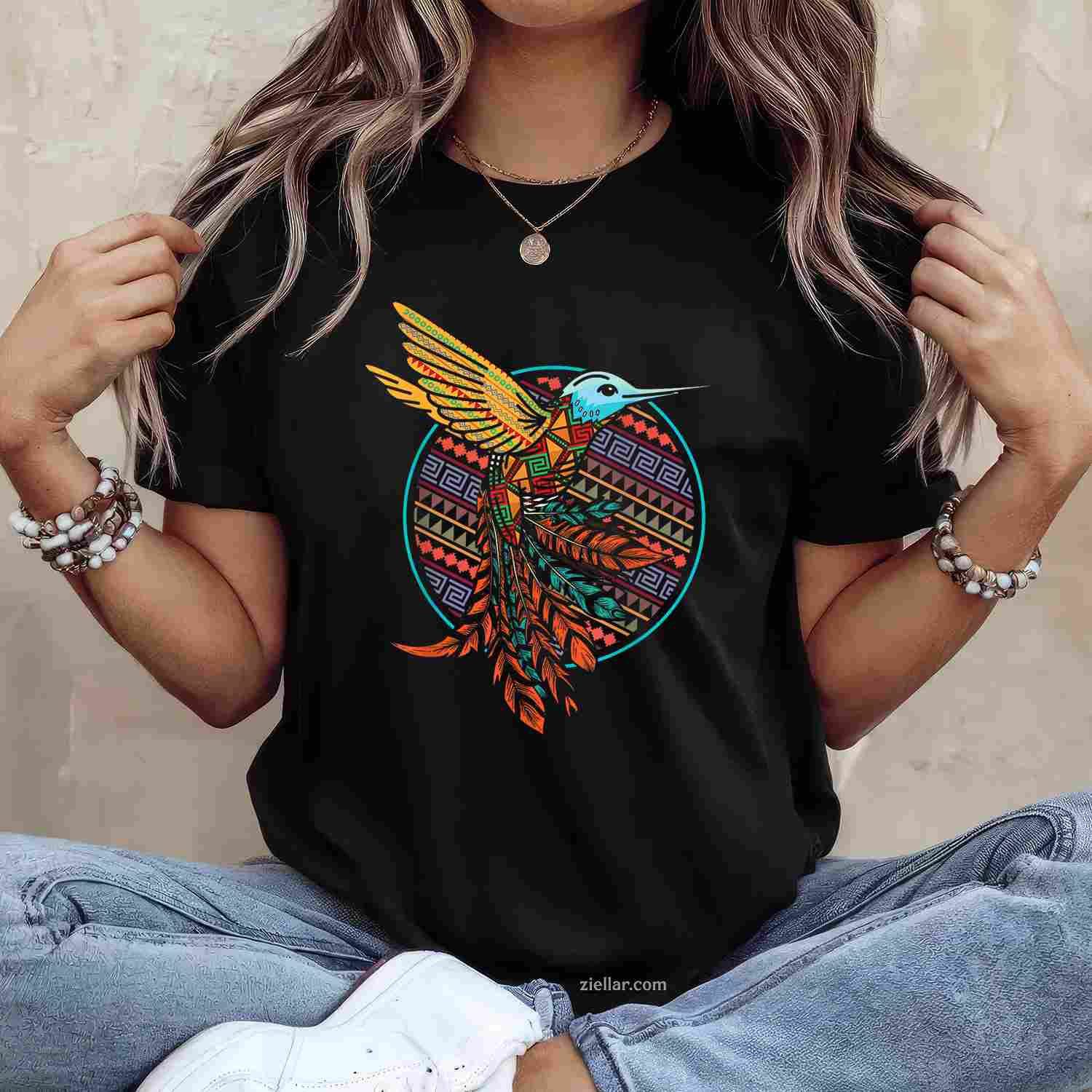 Eclipse Headdress Native American Indian, Traditional Art T-Shirt And Tee For Adults
