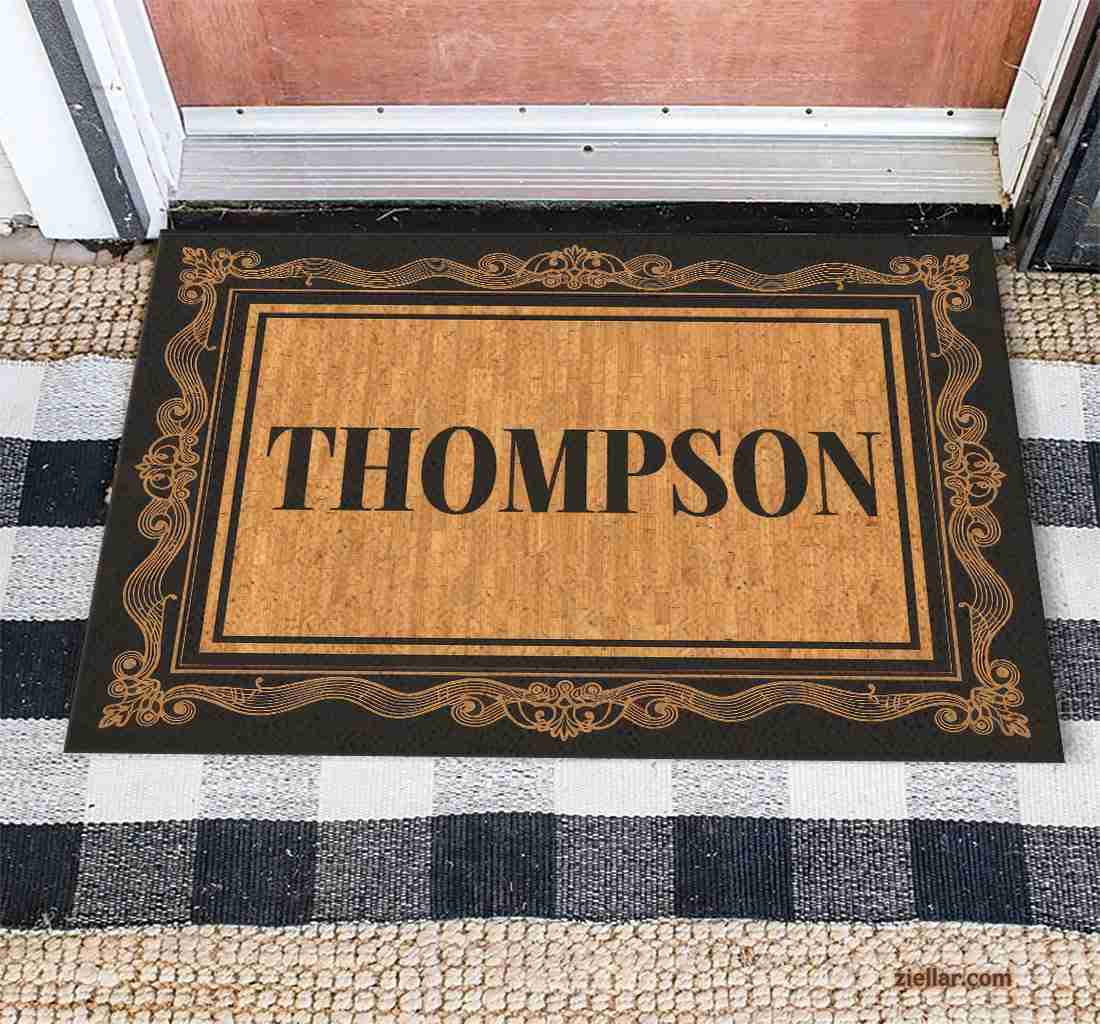 Elegant Custom Doormat - Ornate Monogram Rug with Vintage Name Design