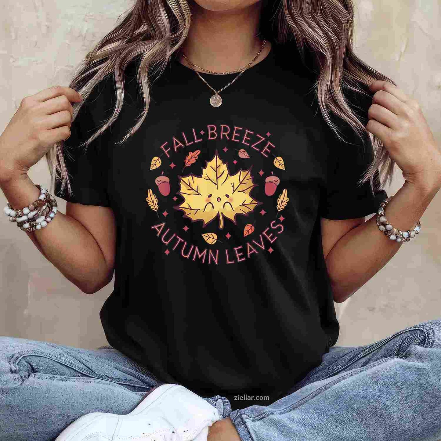 Fall Breeze Autumn Leaves Maple Leaf T-Shirt and Tee for Adults Men Women Unisex