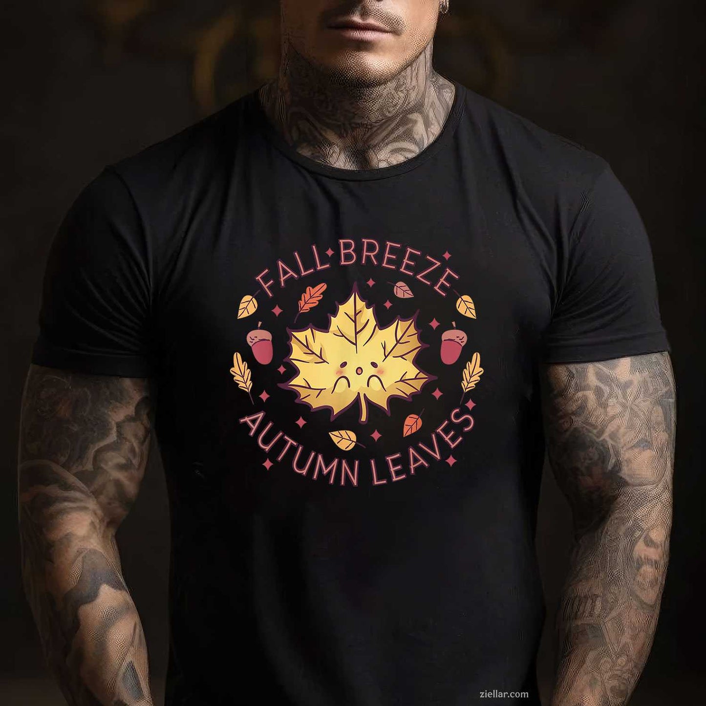 Fall Breeze Autumn Leaves Maple Leaf T-Shirt and Tee for Adults Men Women Unisex