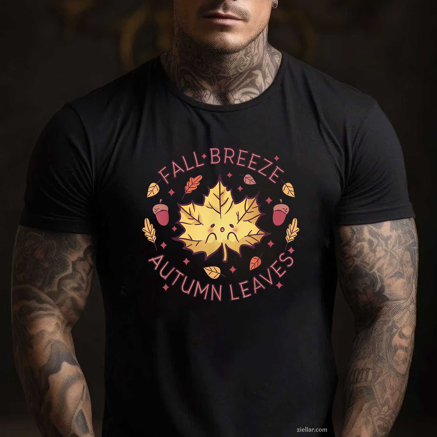 Fall Breeze Autumn Leaves Maple Leaf T-Shirt and Tee for Adults Men Women Unisex