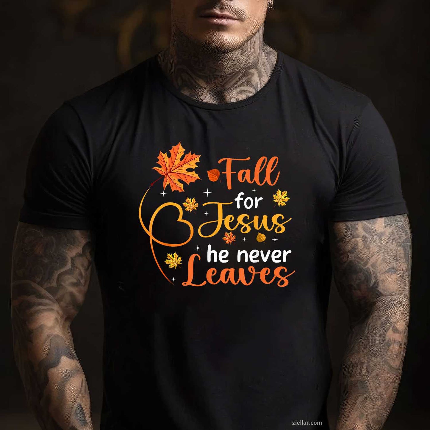 Fall For Jesus He Never Leaves Leaves Autumn Christian Women T-Shirt and Tee for Adults Men Women Unisex