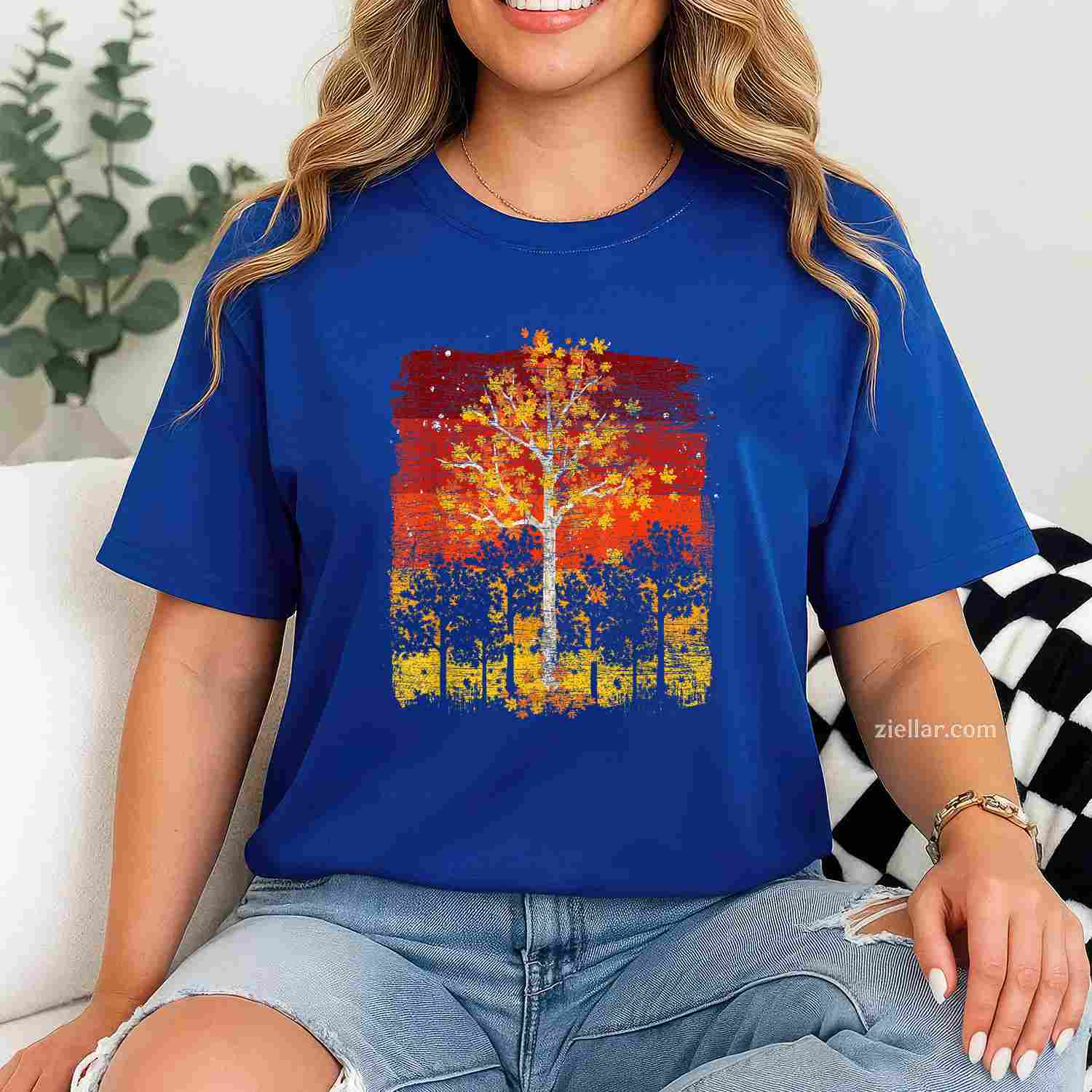 Fall Landscape Thanksgiving Autumn Leaves Forest Fall T-Shirt and Tee for Adults Men Women Unisex