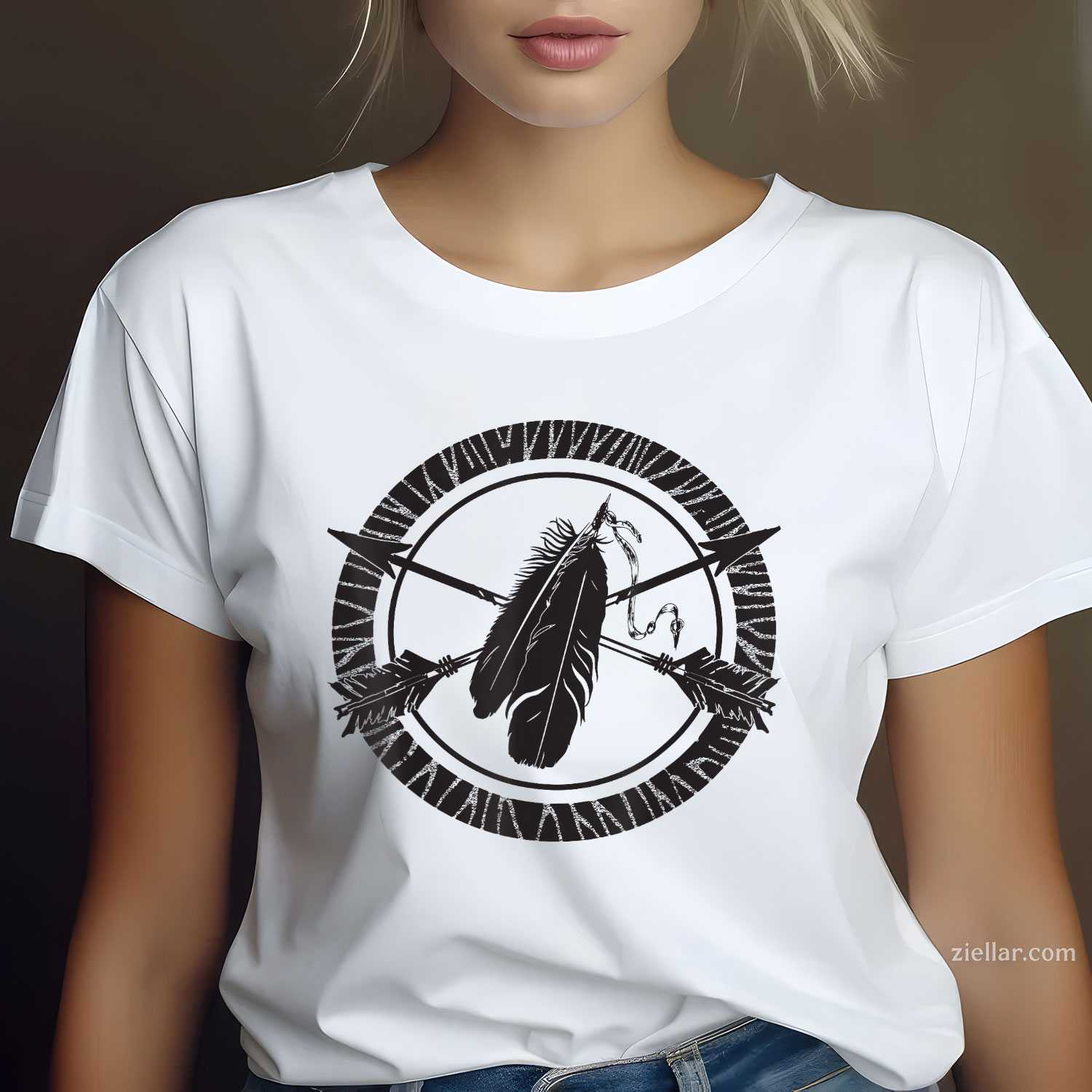 Feather Usa Flag Native American, Tribal Tradition T-Shirt And Tee For Adults