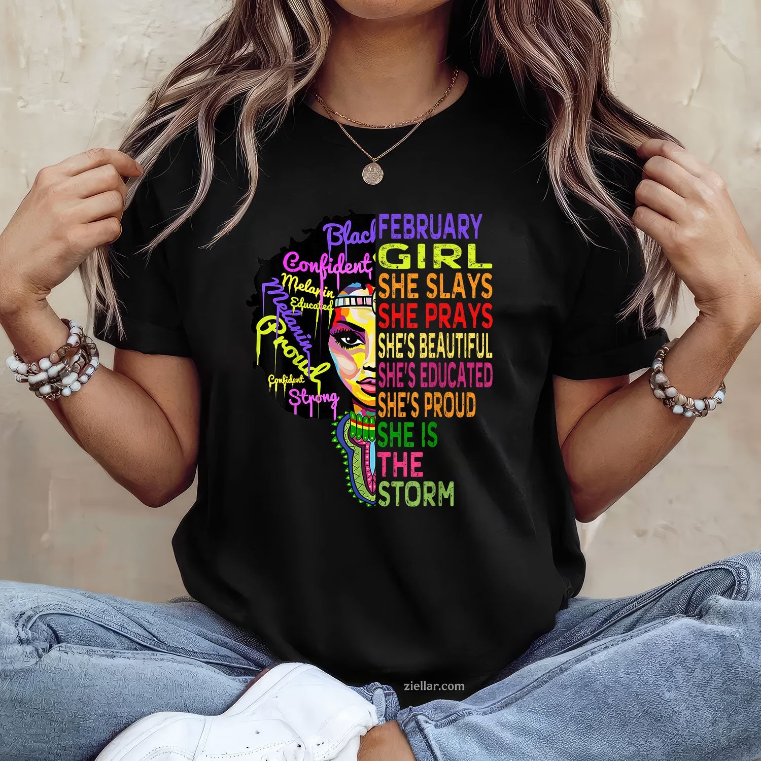 February Birthday Tee and T-Shirt for Women Adults, African American Black Girl Magic Gift T-Shirt