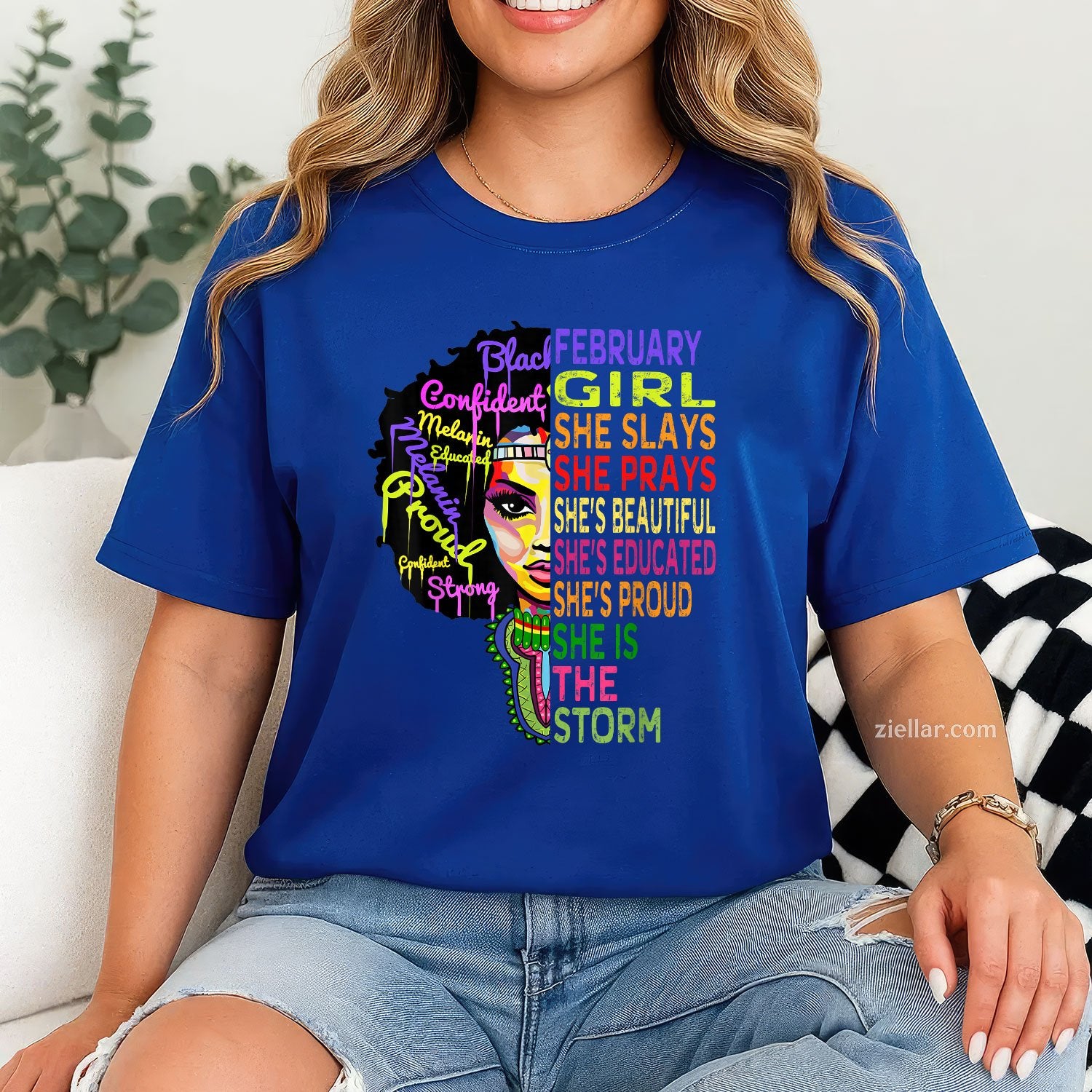February Birthday Tee and T-Shirt for Women Adults, African American Black Girl Magic Gift T-Shirt