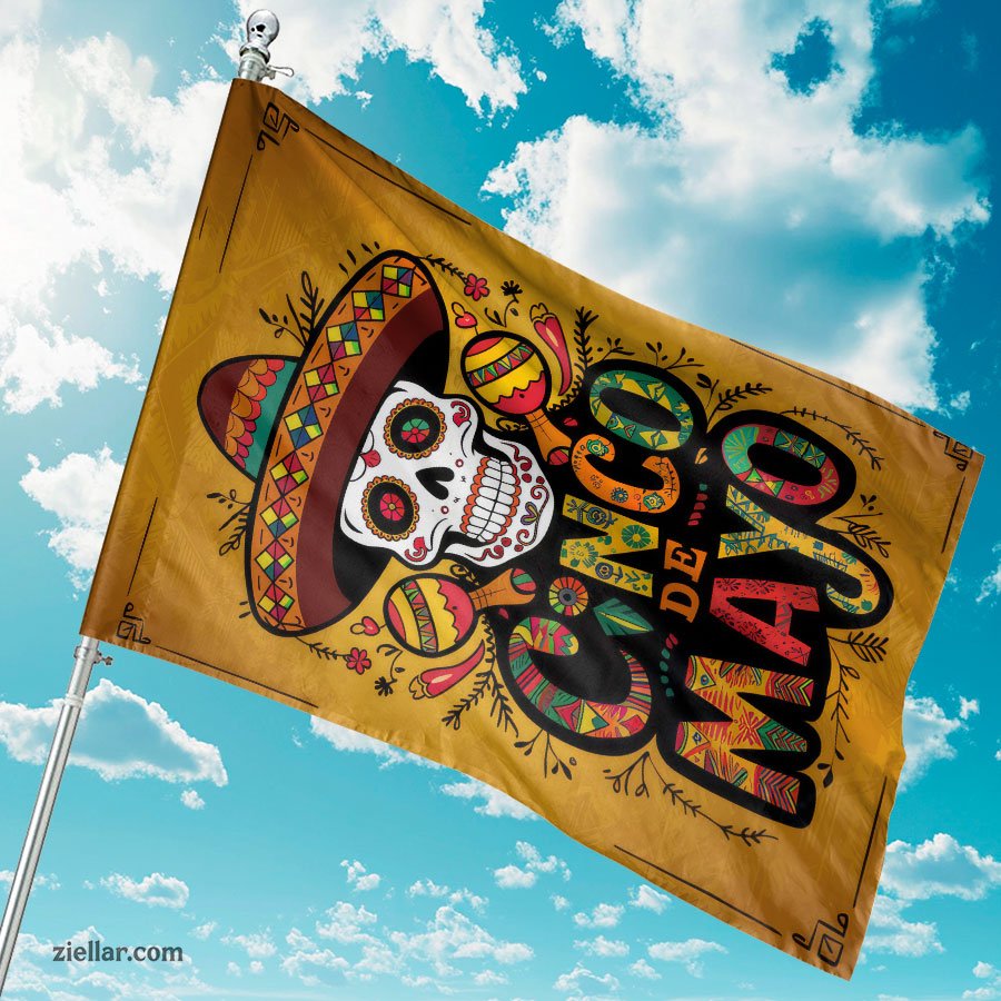 Festive Cinco de Mayo Skull Design with Bright Colors for Mexican Party Decor