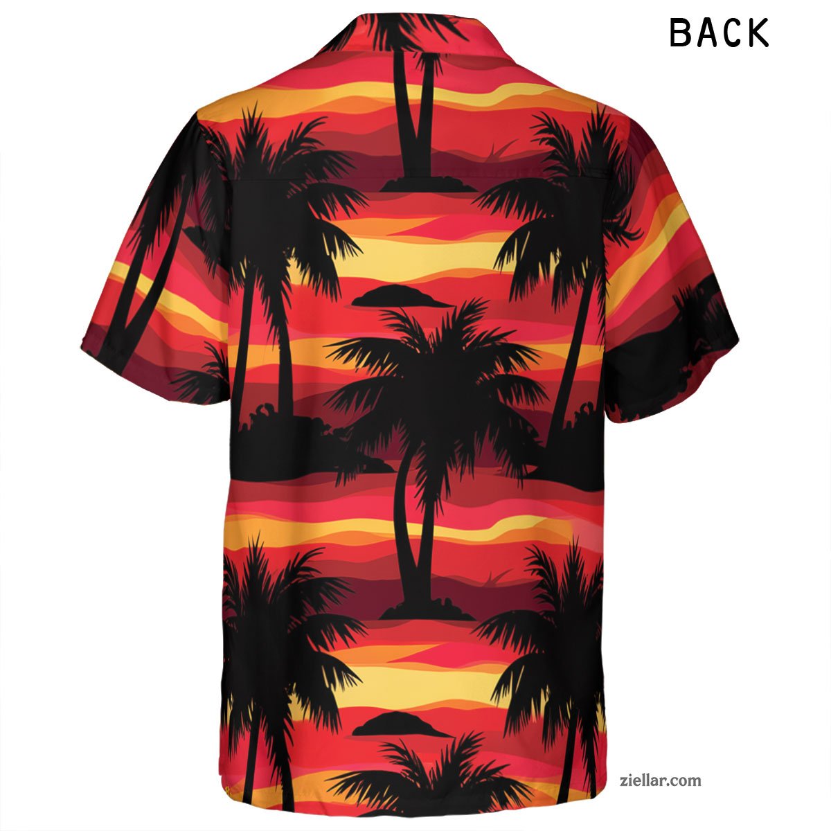 Fiery Palm Sunset Hawaiian Shirt and Tee, Tropical Summer Vacation Gift