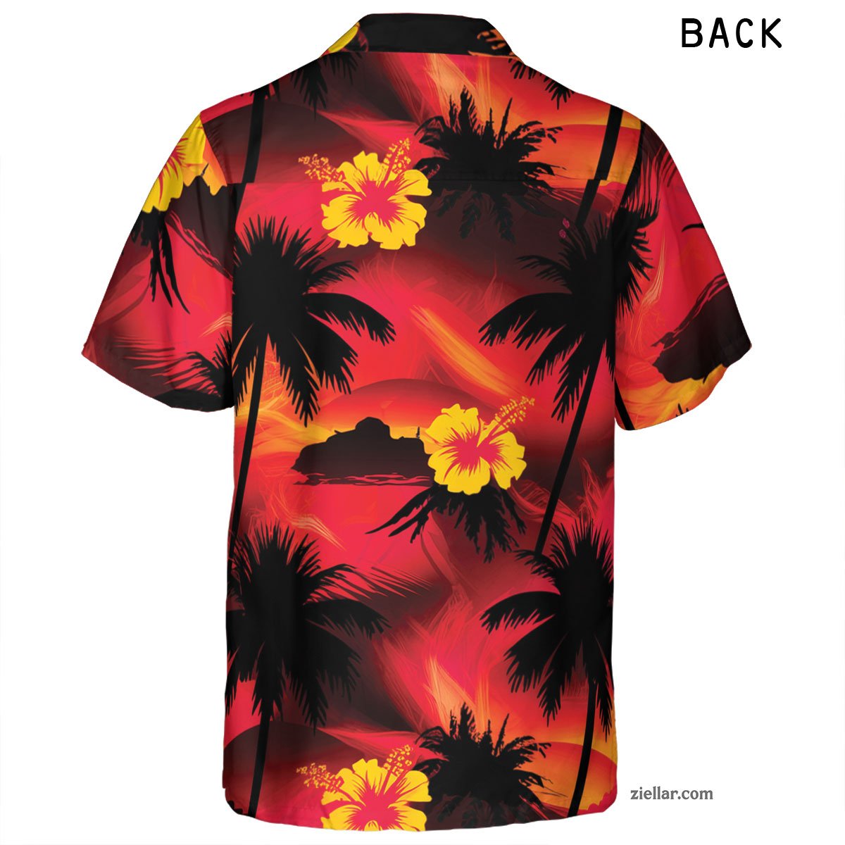 Fiery Sunset Island Hawaiian Shirt and Aloha Beach Tee for Men and Women