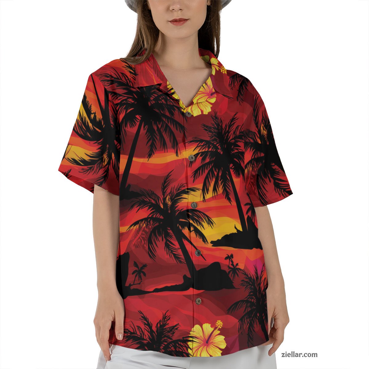 Fiery Sunset Island Hawaiian Shirt Vibrant Tropical Beach Aloha Short Sleeve – Fun and Casual Island Shirt