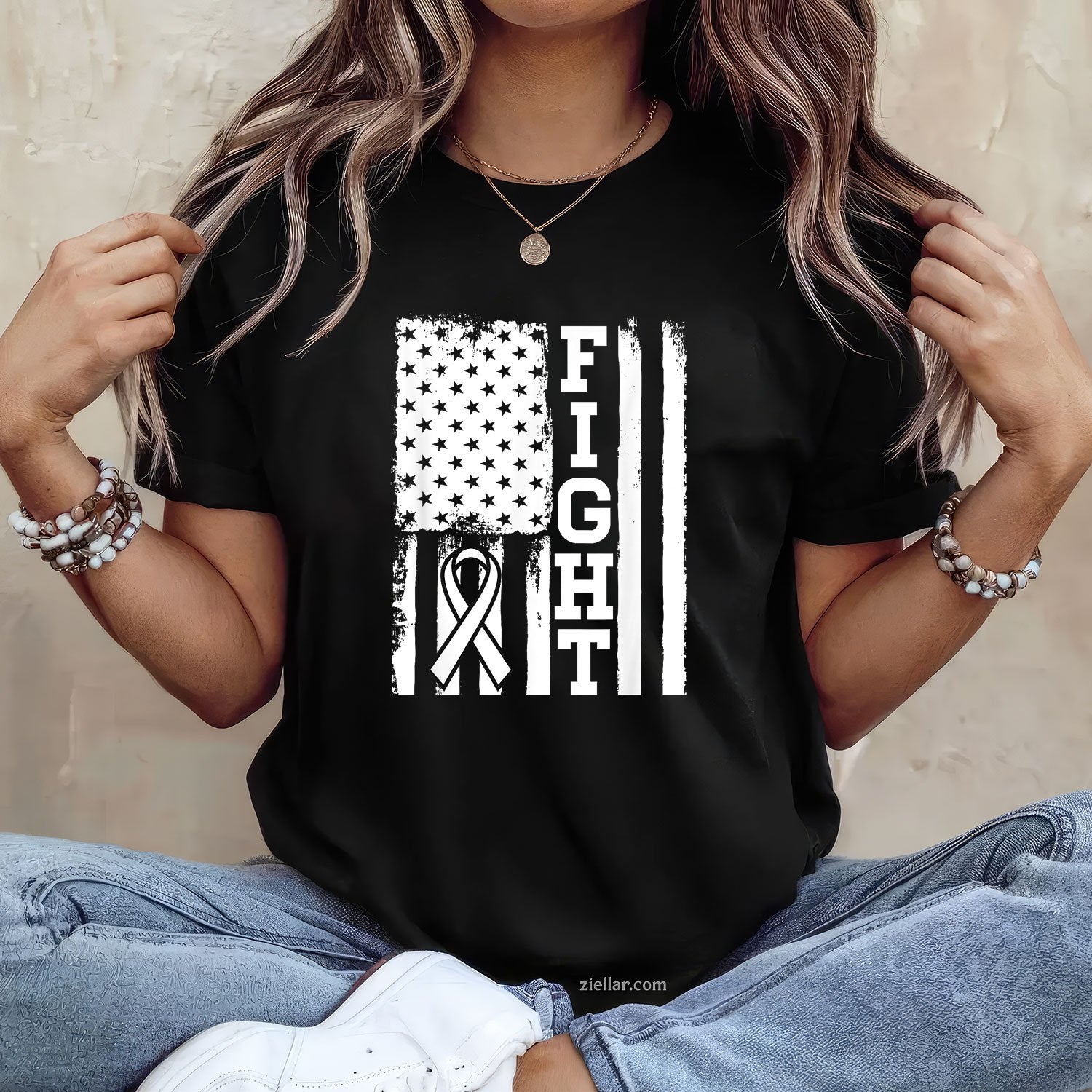 Fight Flag - Lung Cancer Shirt Gift For Lung Cancer Fighter T-Shirt
