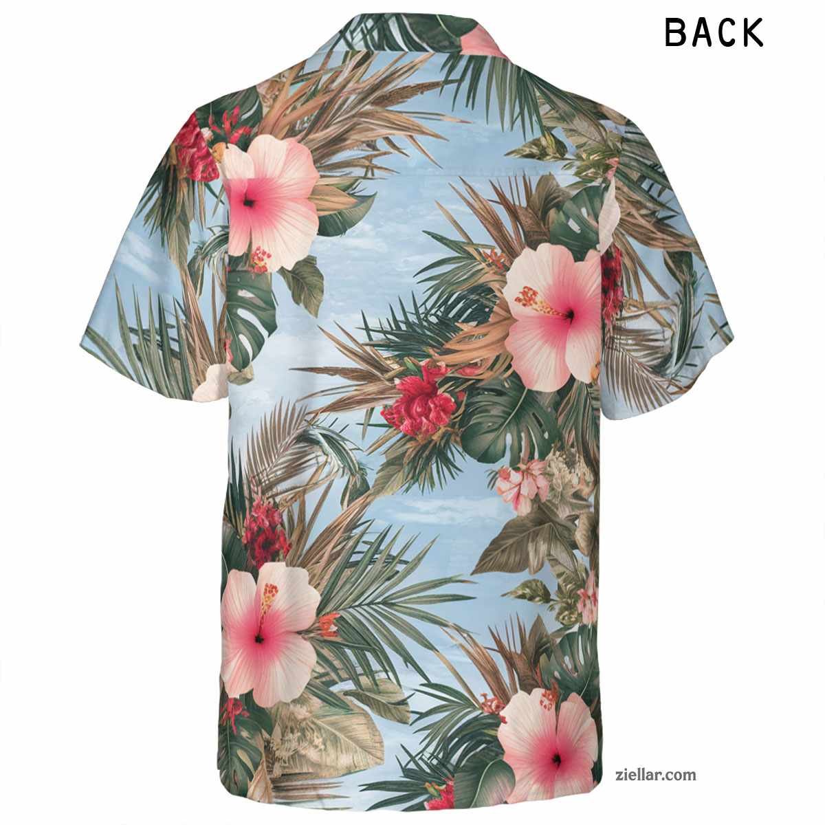 Flamingo Hibiscus Hawaiian Shirt and Tee, Tropical Aloha Beachwear Adults