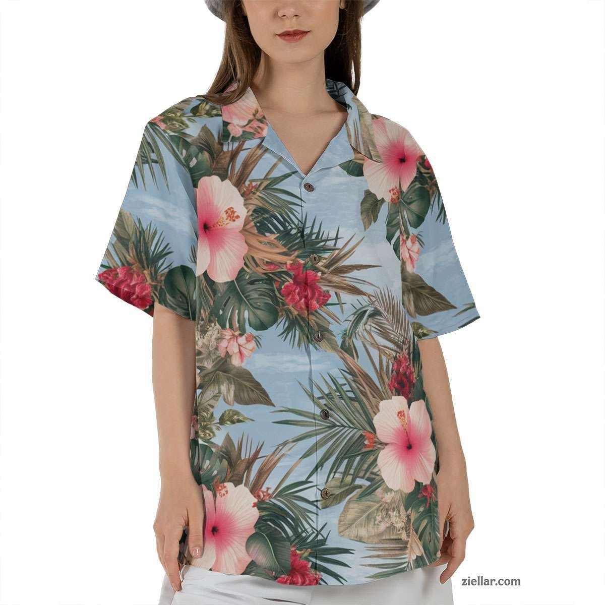Flamingo Hibiscus Hawaiian Shirt and Tee, Tropical Aloha Beachwear Adults
