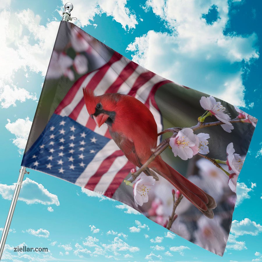 Floral Cardinal Garden Flag for Yard, Patriotic Decorative American House Flag