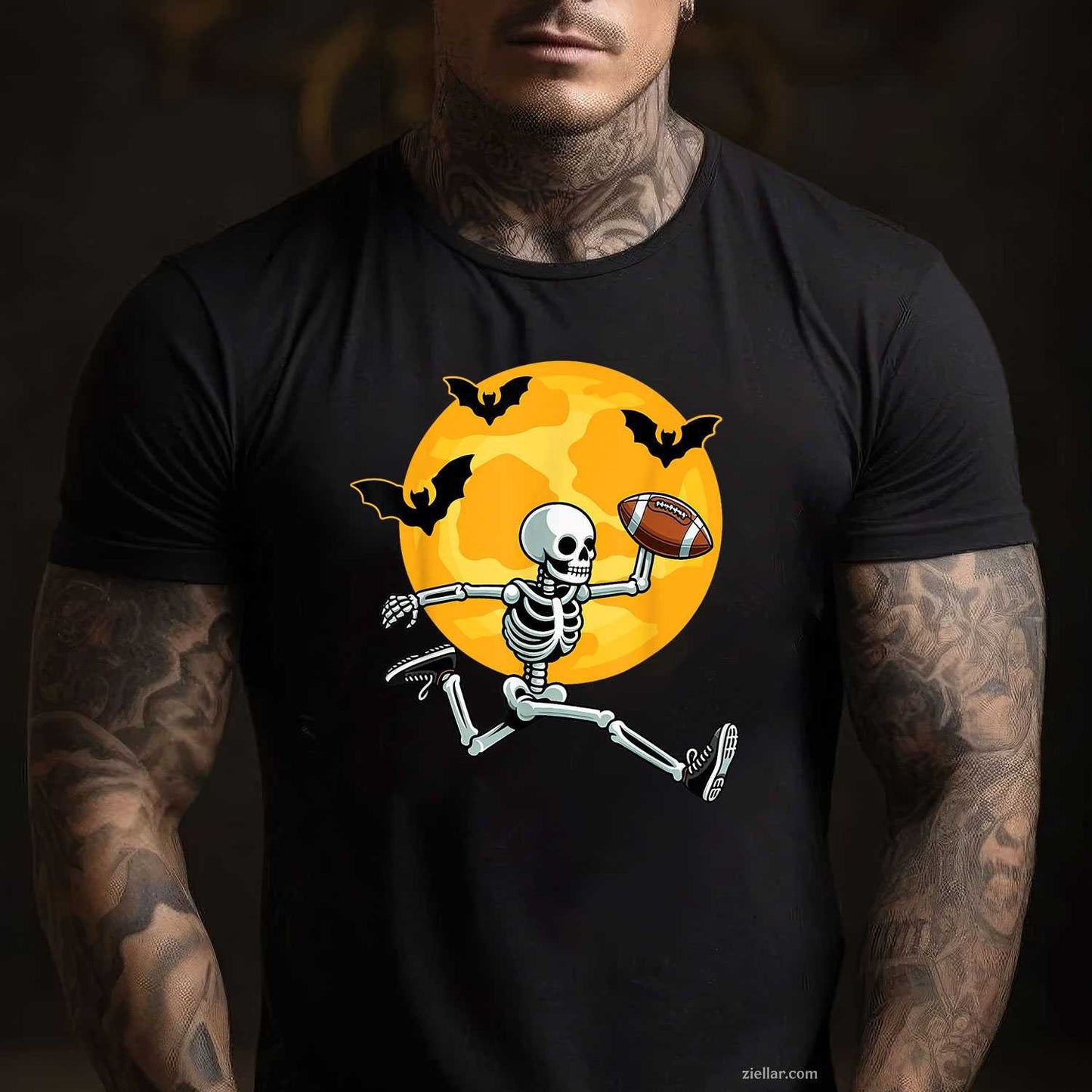 Football Skeleton Halloween Football Player Halloween Tee, Halloween T-Shirt for Men Women Adults Unisex, Trendy Graphic Apparel, Unique Gift Idea