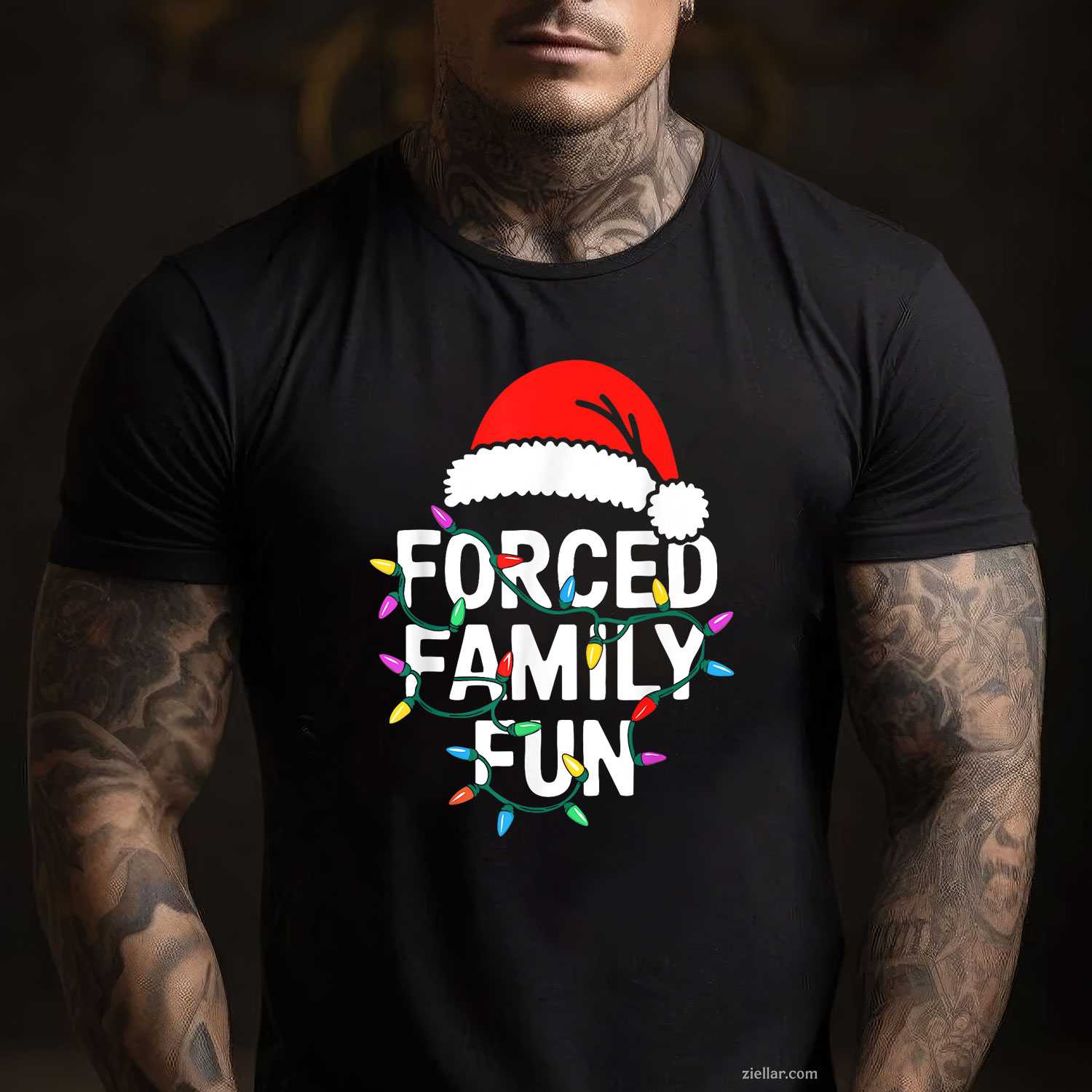 Forced Family Fun Shirt Men Women Christmas Pajamas T-Shirt, A Funny Forced Family Fun Pajama Tee For Adults