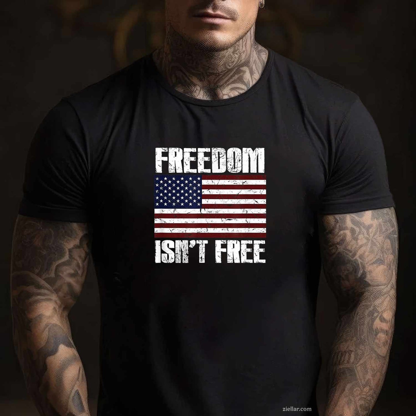 Freedom Isn't Free Veteran's Day American Flag Proud Patriot T-Shirt Tee for Men Women Adults Unisex