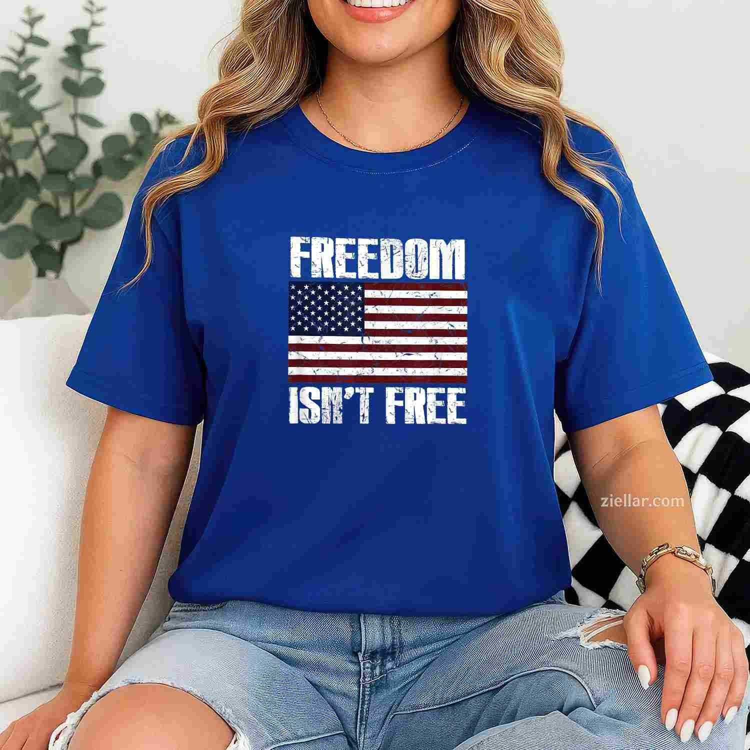 Freedom Isn't Free Veteran's Day American Flag Proud Patriot T-Shirt Tee for Men Women Adults Unisex