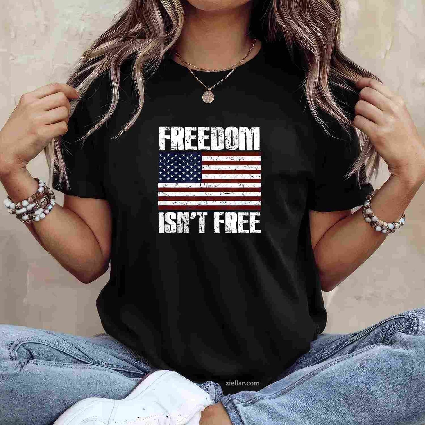 Freedom Isn't Free Veteran's Day American Flag Proud Patriot T-Shirt Tee for Men Women Adults Unisex