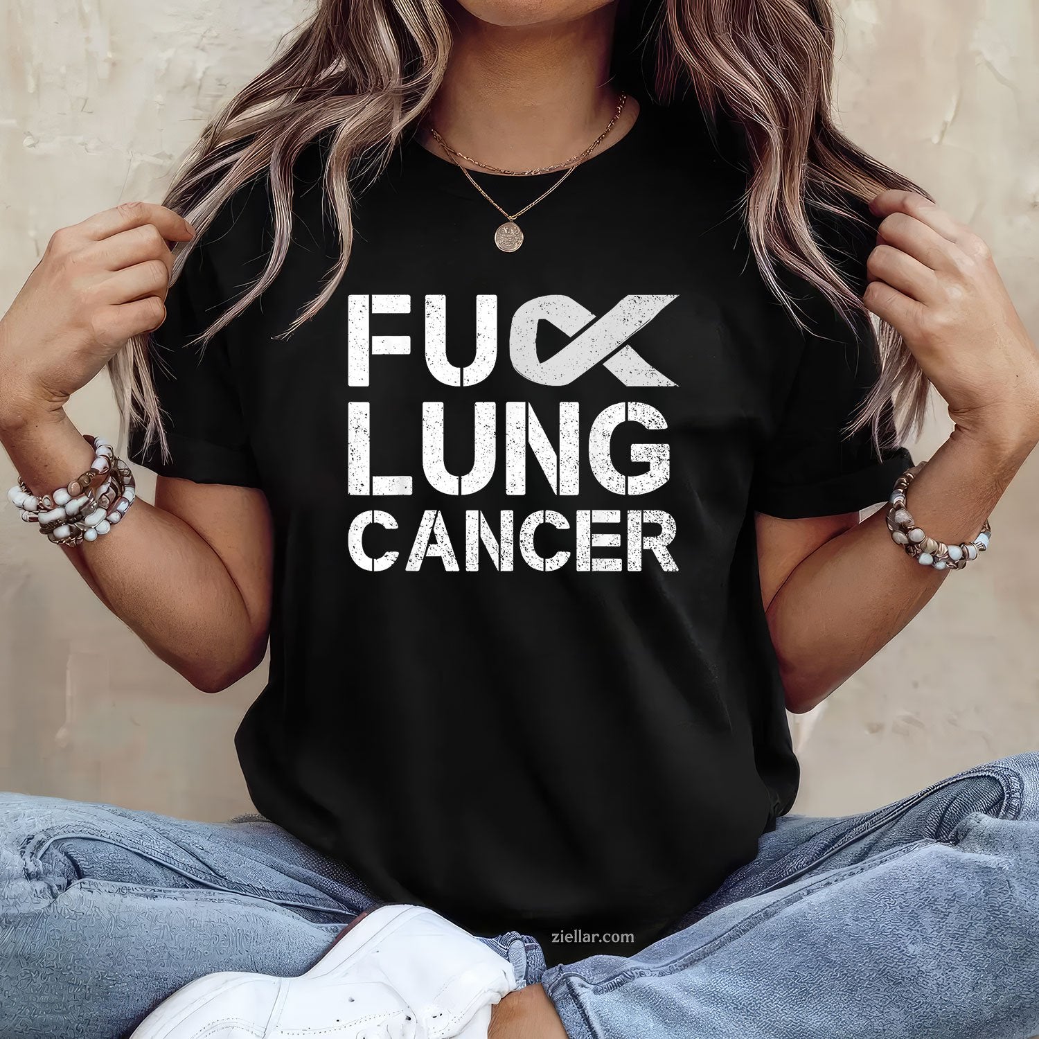 Fuck Lung Cancer Awareness Month Support Ribbon Warrior T-Shirt