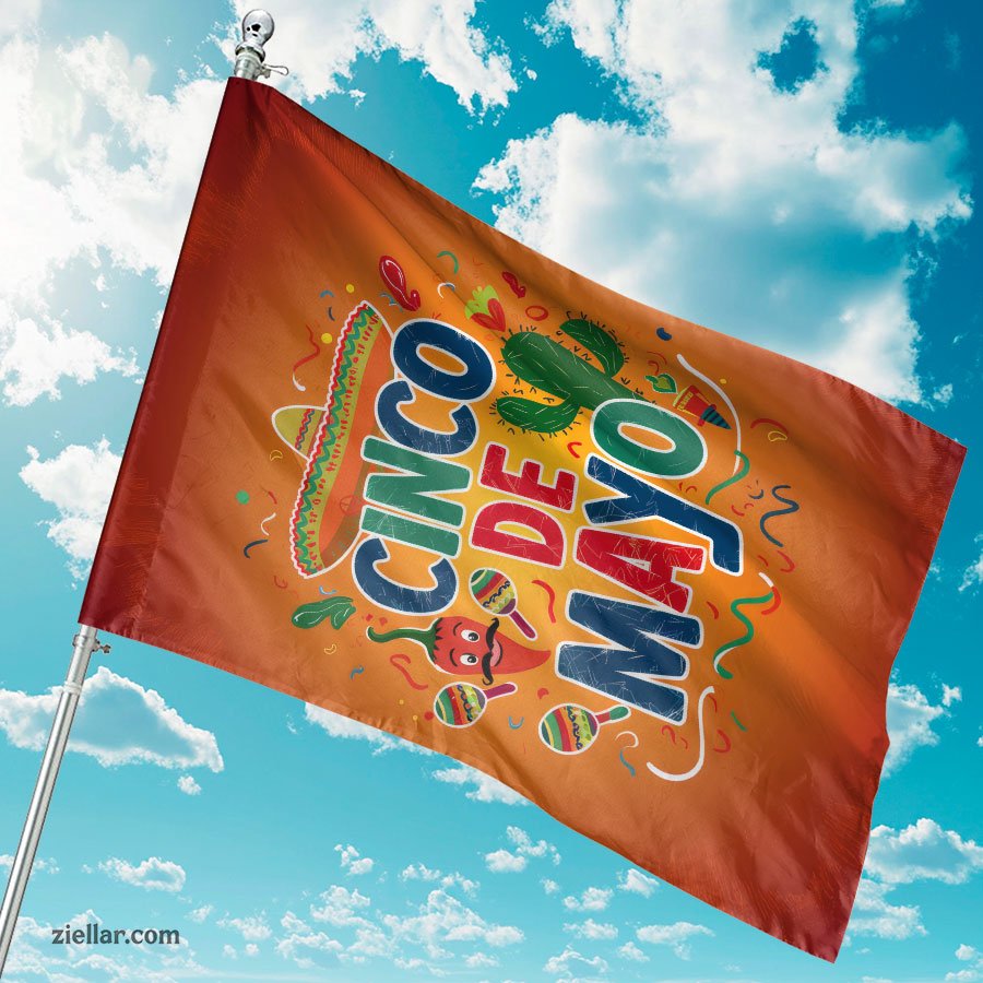 Fun Cinco de Mayo Garden Flag 12x18 Colorful Cartoon Sombrero Fiesta Yard Decor