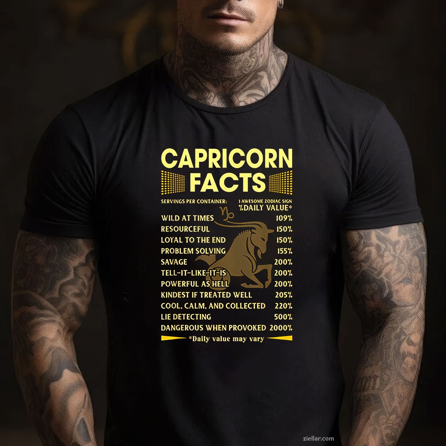 Funny Capricorn Facts Tee and T-Shirt, December January Zodiac Birthday T-Shirt Gift for Adults