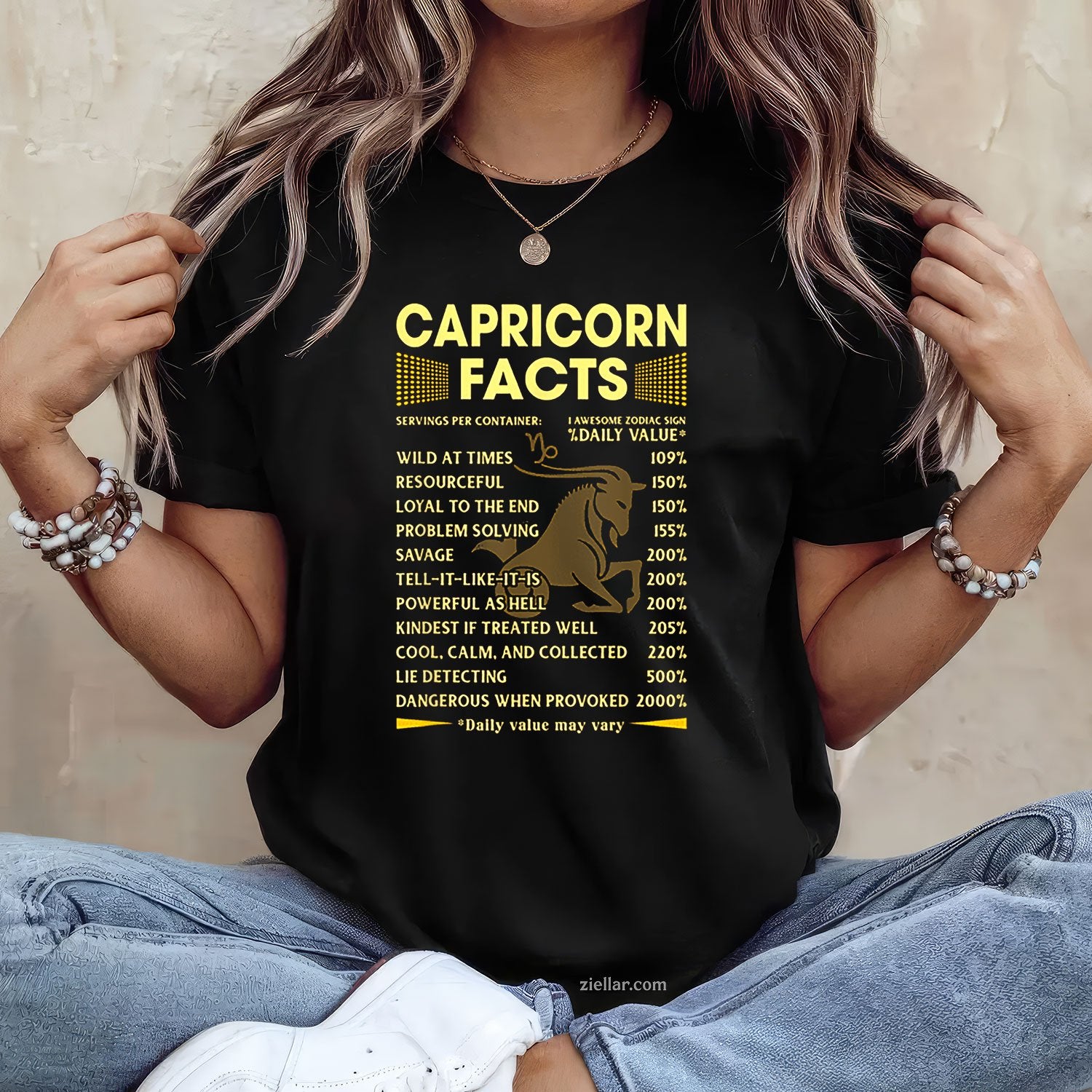 Funny Capricorn Facts Tee and T-Shirt, December January Zodiac Birthday T-Shirt Gift for Adults