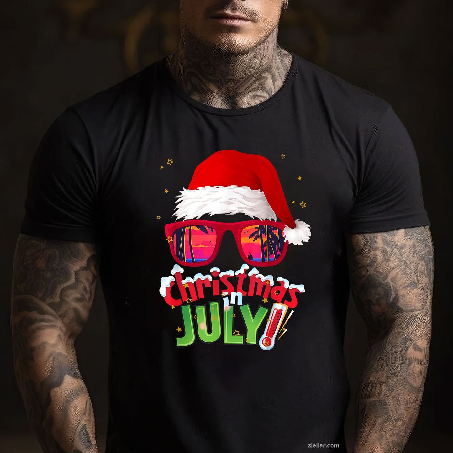Funny Christmas in July Shirt Summer Santa Sunglasses Xmas TShirt