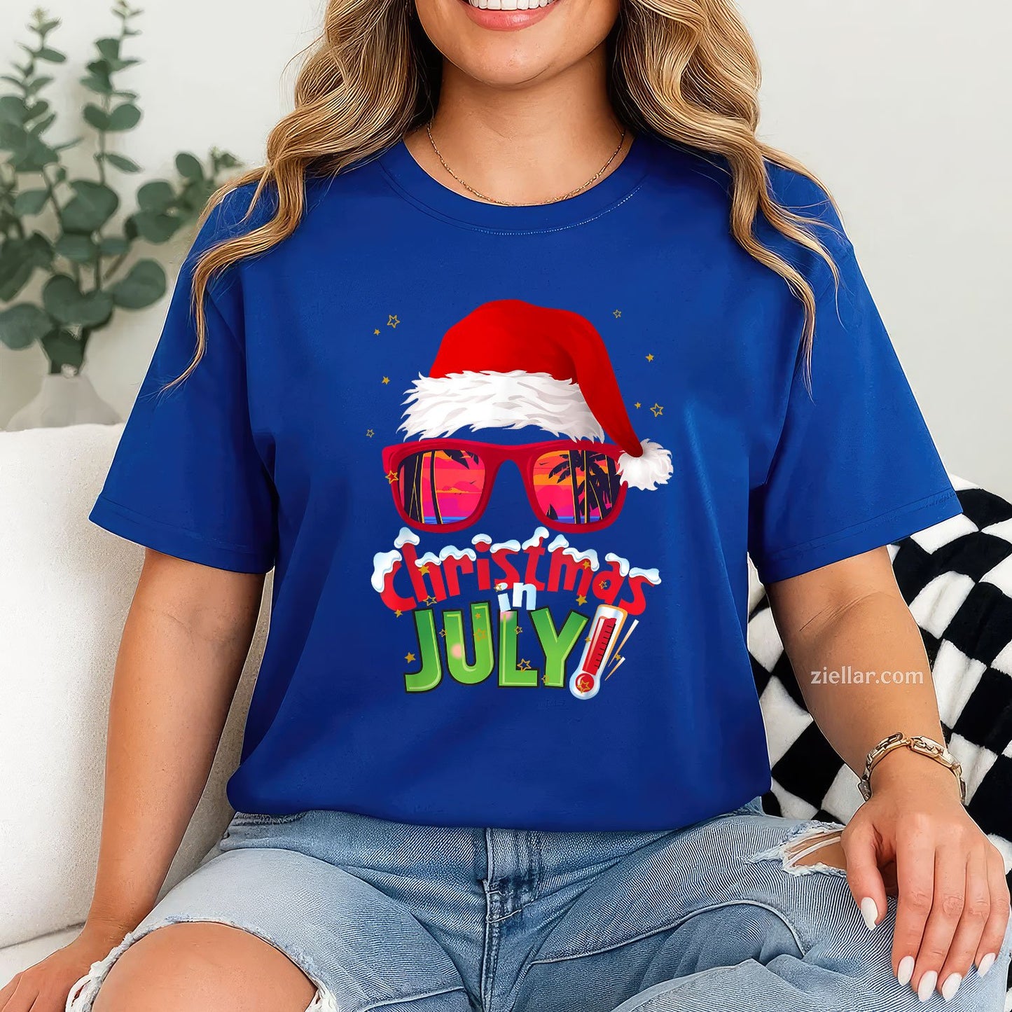 Funny Christmas in July Shirt Summer Santa Sunglasses Xmas TShirt