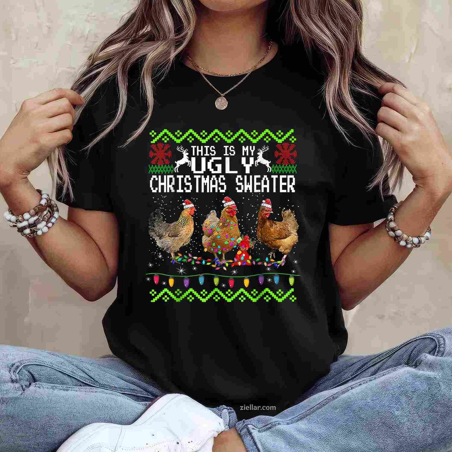 Funny Christmas This Is My Ugly Sweater Men Women Gift T-Shirt_ Humorous Holiday Party Tee For Adults