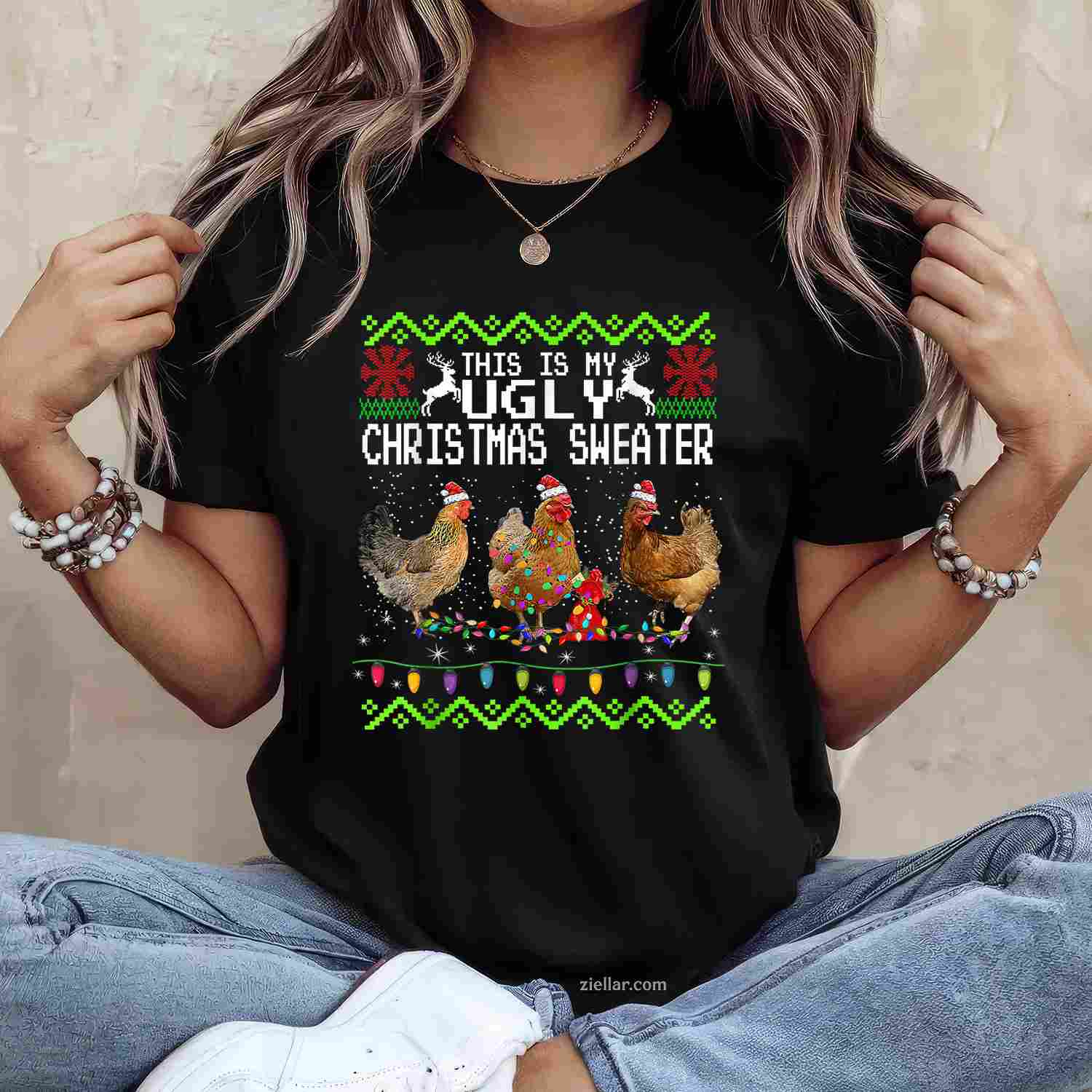 Funny Christmas This Is My Ugly Sweater Men Women Gift T-Shirt_ Humorous Holiday Party Tee For Adults