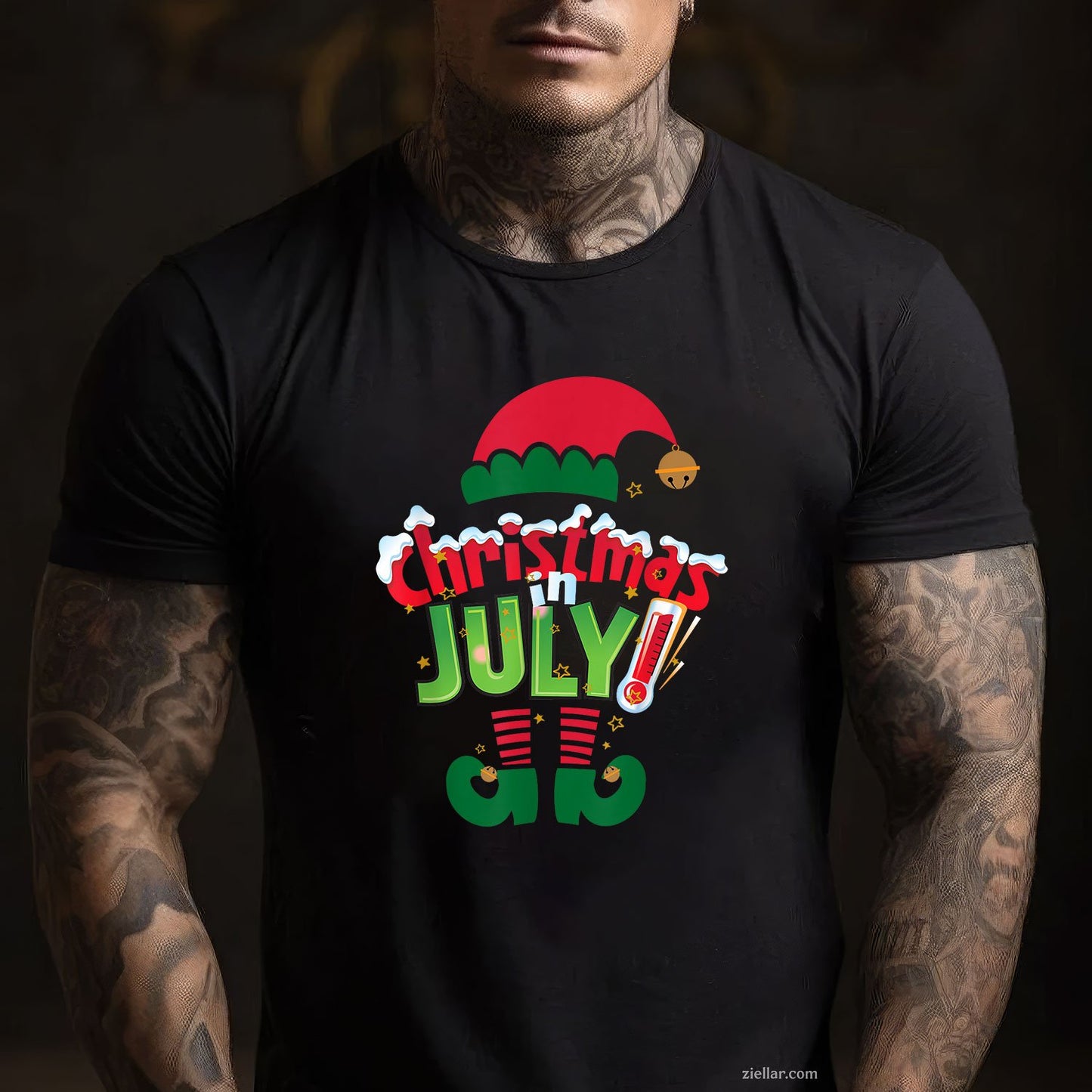 Funny Christmas in July Shirt Summer Elf Santa