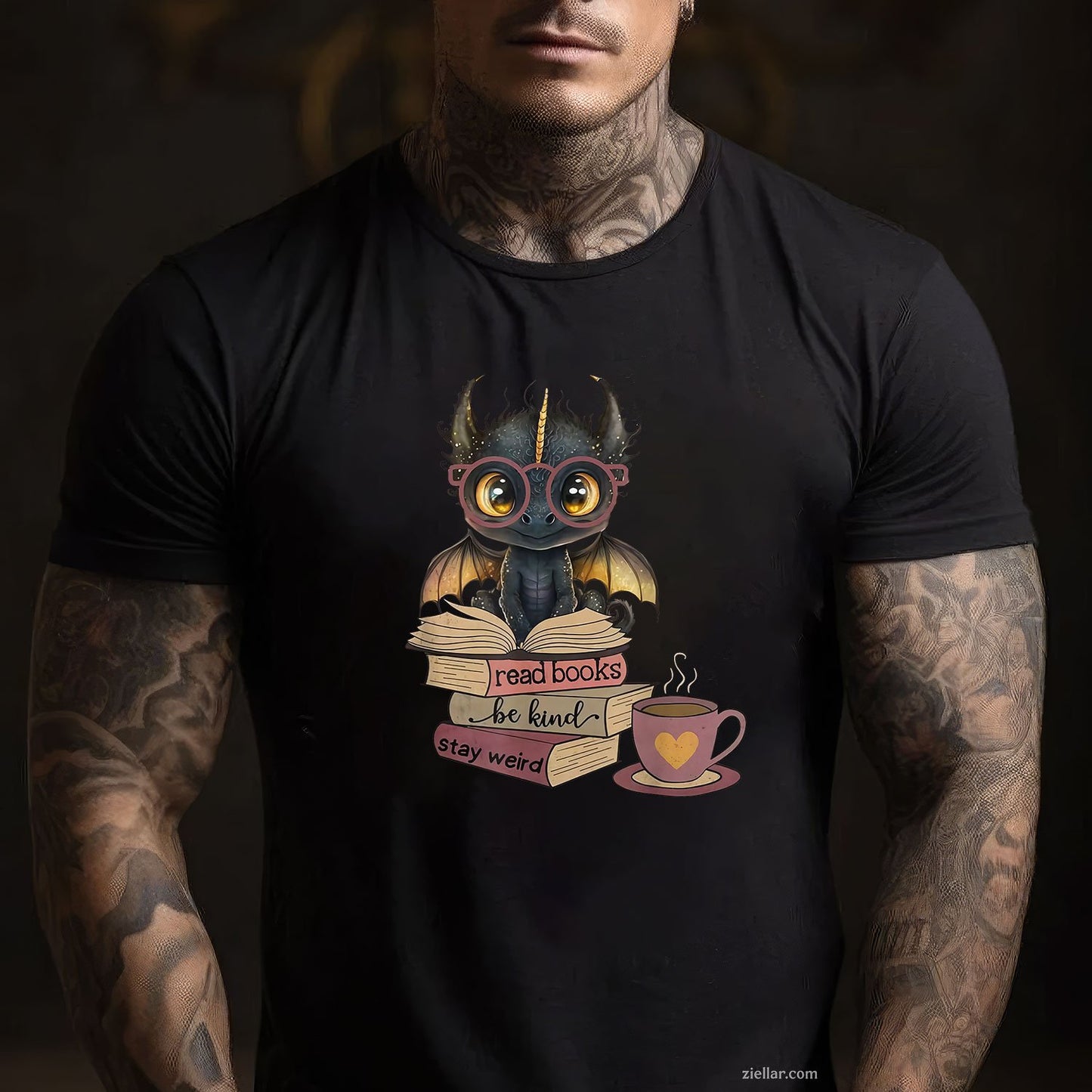 Funny Dragon Read Books Be Kind Stay Weird Book Lover T-Shirt