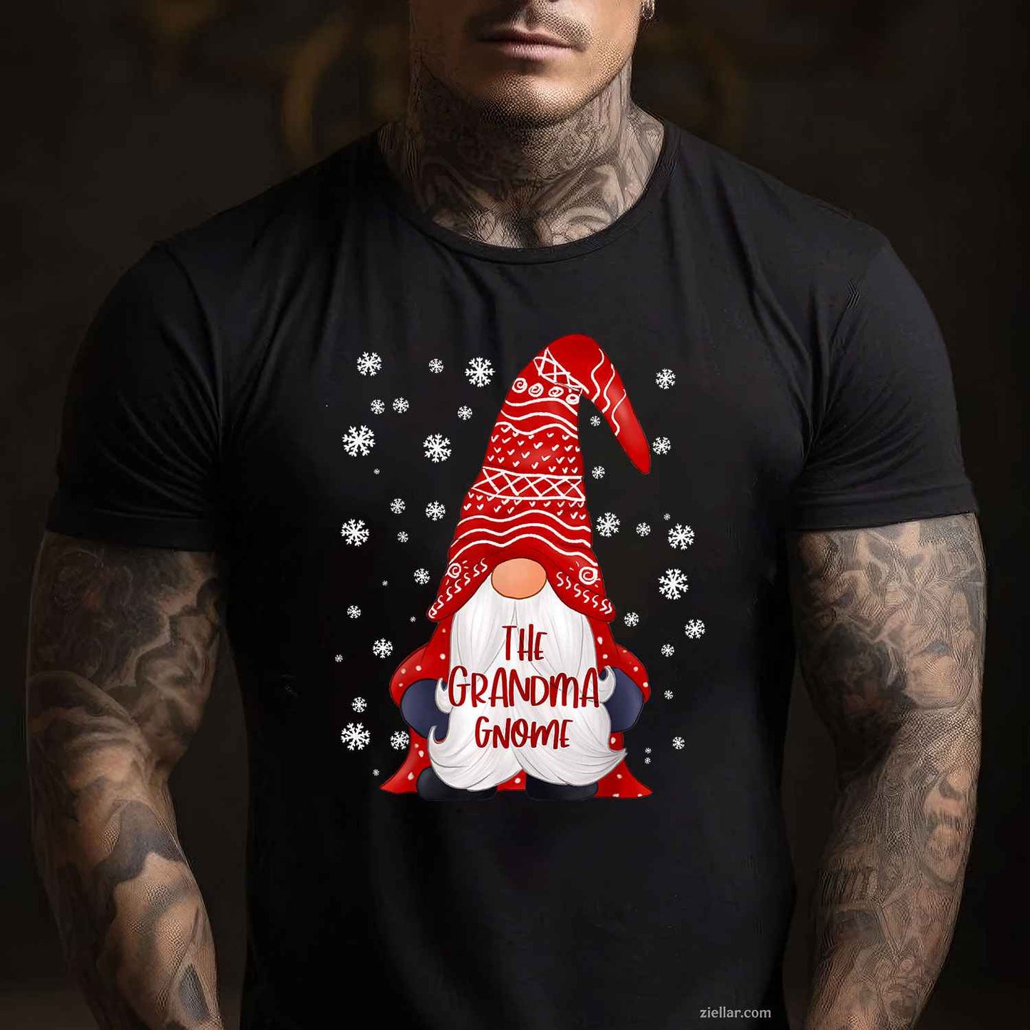 Funny Grandma Gnome Family Matching Christmas Gift Pajama T-Shirt, A Grandma Gnome Christmas Pajama Tee