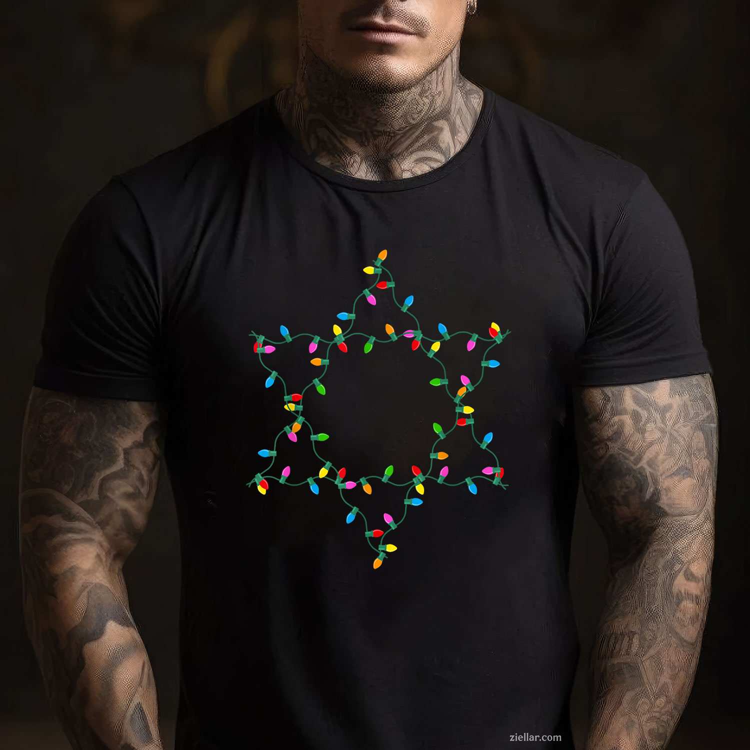 Funny Hanukkah Christmas Lights Star Of David T-Shirt_ A Great Holiday Season Tee For Men And Women