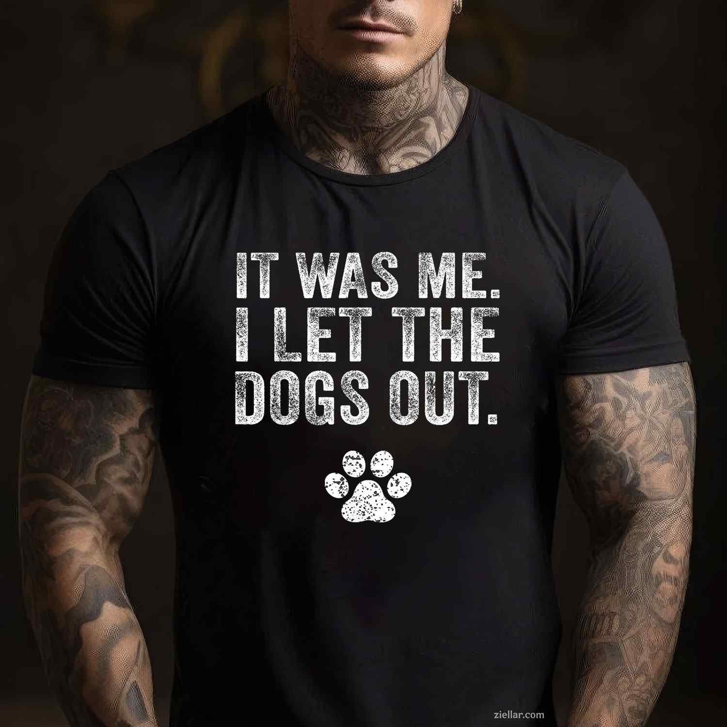 Funny It Was Me I Let The Dogs Out T-Shirt, Distressed Graphic Tee For Dog Lover Men Women